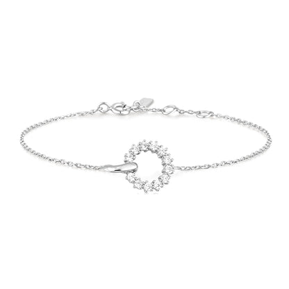 Ania Haie Rhodium Plated Silver CZ Pavé Circle Bracelet