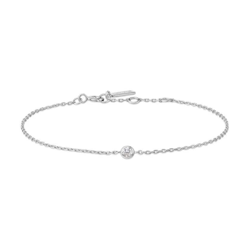 Ania Haie Rhoduim Plate Silver CZ Sparkle Bezel Bracelet