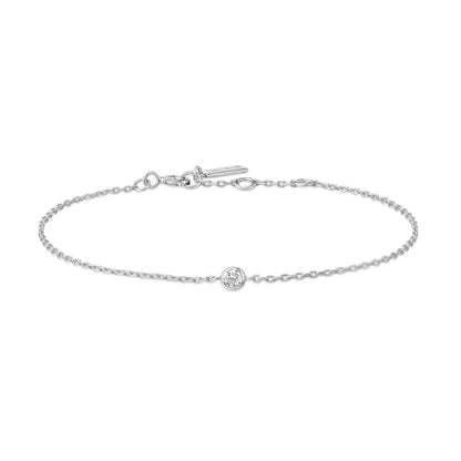 Ania Haie Rhoduim Plate Silver CZ Sparkle Bezel Bracelet