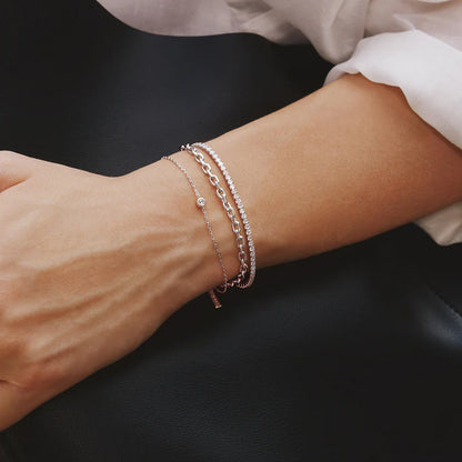 Ania Haie Rhoduim Plate Silver CZ Sparkle Bezel Bracelet