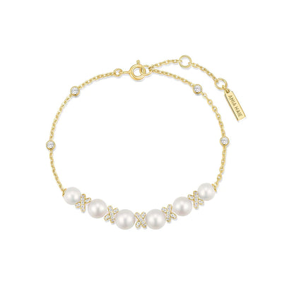 Ania Haie Gold Plated Sparkling Braided Shell Pearl Bracelet