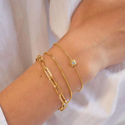Ania Haie Yellow Gold Plate CZ Bezel Set Solitaire Bracelet