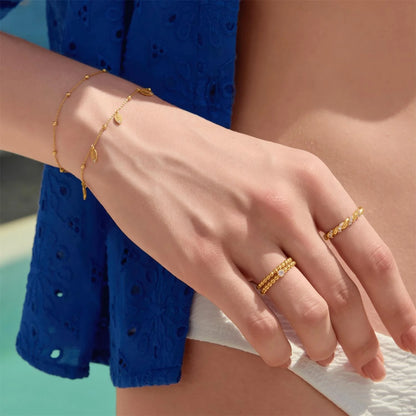 Ania Haie Yellow Gold Plate CZ Leaf Station Bracelet