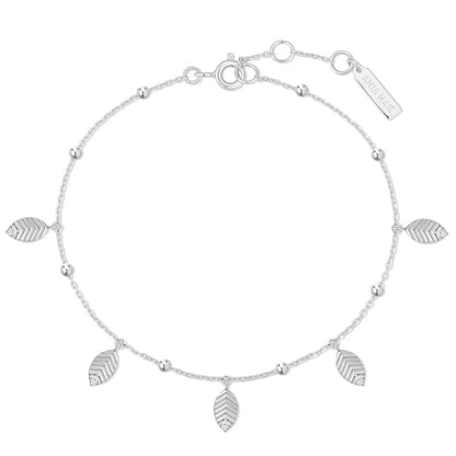 Ania Haie Rhodium Plate Silver CZ Leaf Station Bracelet