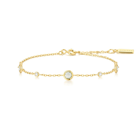 Ania Haie Gold Plate Mint Green CZ Station Bracelet