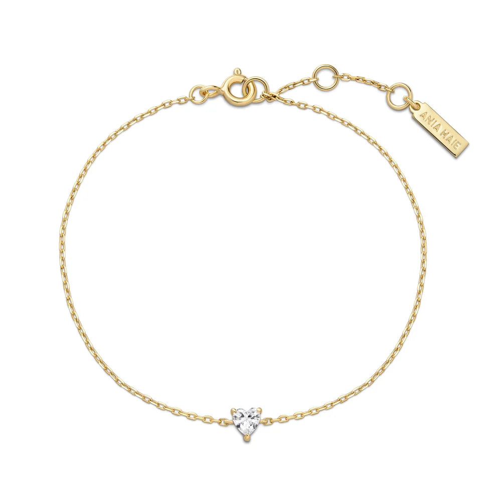 Ania Haie Yellow Gold Plate CZ Heart Bracelet