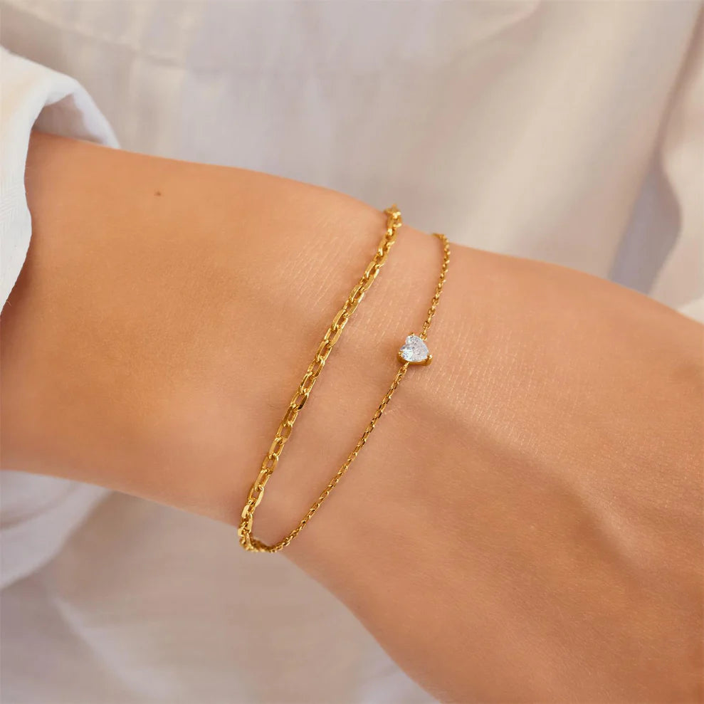 Ania Haie Yellow Gold Plate CZ Heart Bracelet