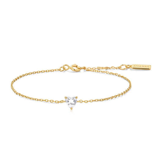Ania Haie Yellow Gold Plate CZ Heart Bracelet