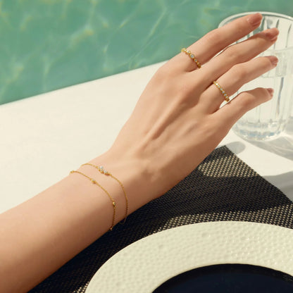 Ania Haie Gold Plated Shell Pearl & CZ Cluster Bracelet