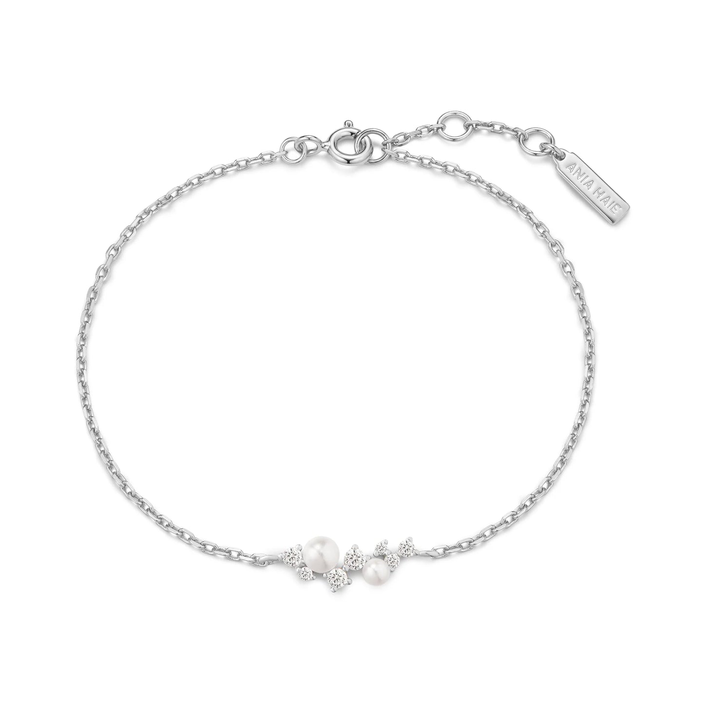 Ania Haie Sterling Silver Shell Pearl & CZ Cluster Bracelet
