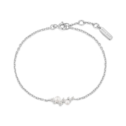 Ania Haie Sterling Silver Shell Pearl & CZ Cluster Bracelet