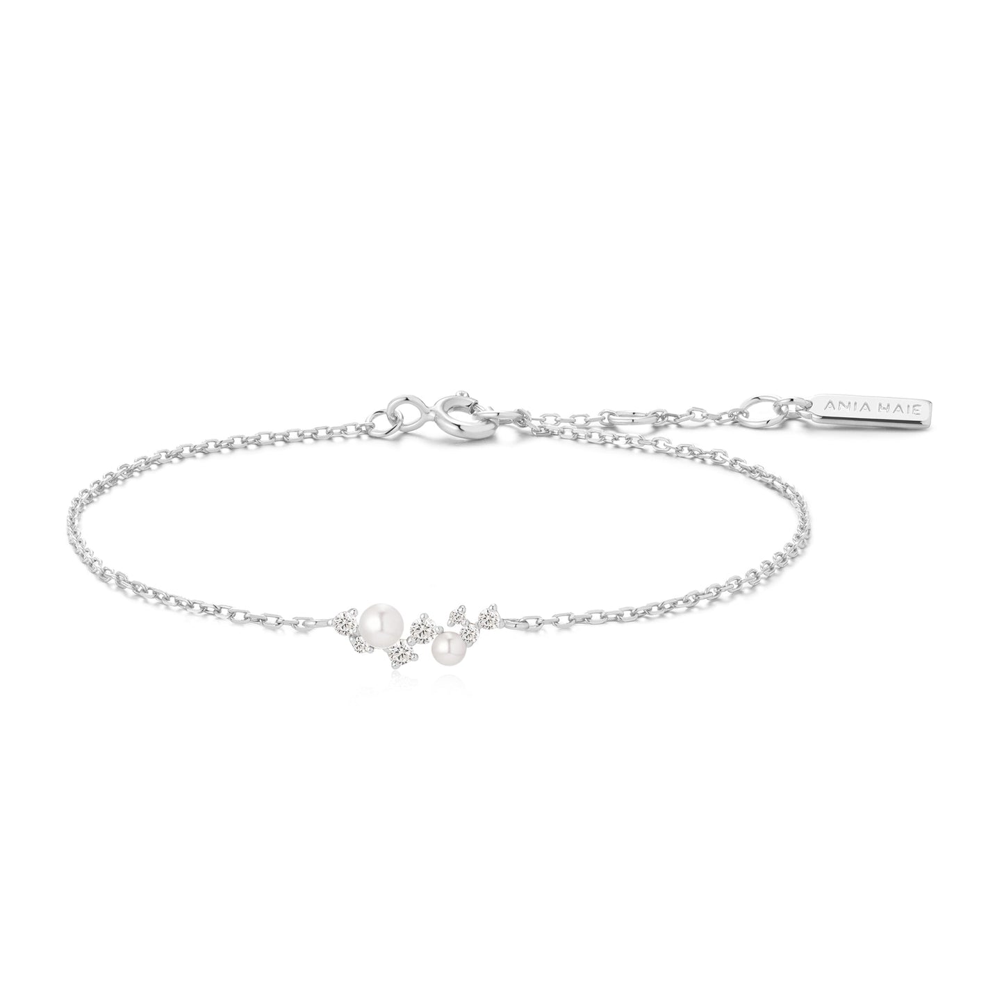 Ania Haie Sterling Silver Shell Pearl & CZ Cluster Bracelet