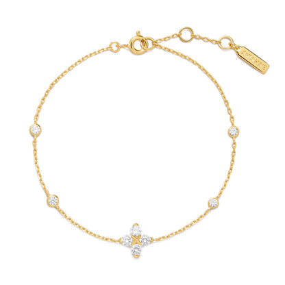 Ania Haie Yellow Gold Plate CZ Sparkling Lucky Clover Bracelet