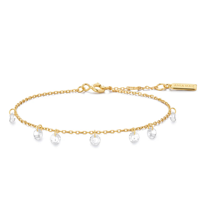 Ania Haie Yellow Gold Plate CZ Droplet Station Bracelet