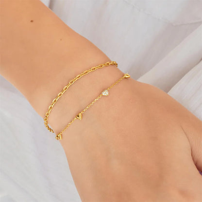 Ania Haie Yellow Gold Plate CZ Pavé Puffed Heart Station Bracelet