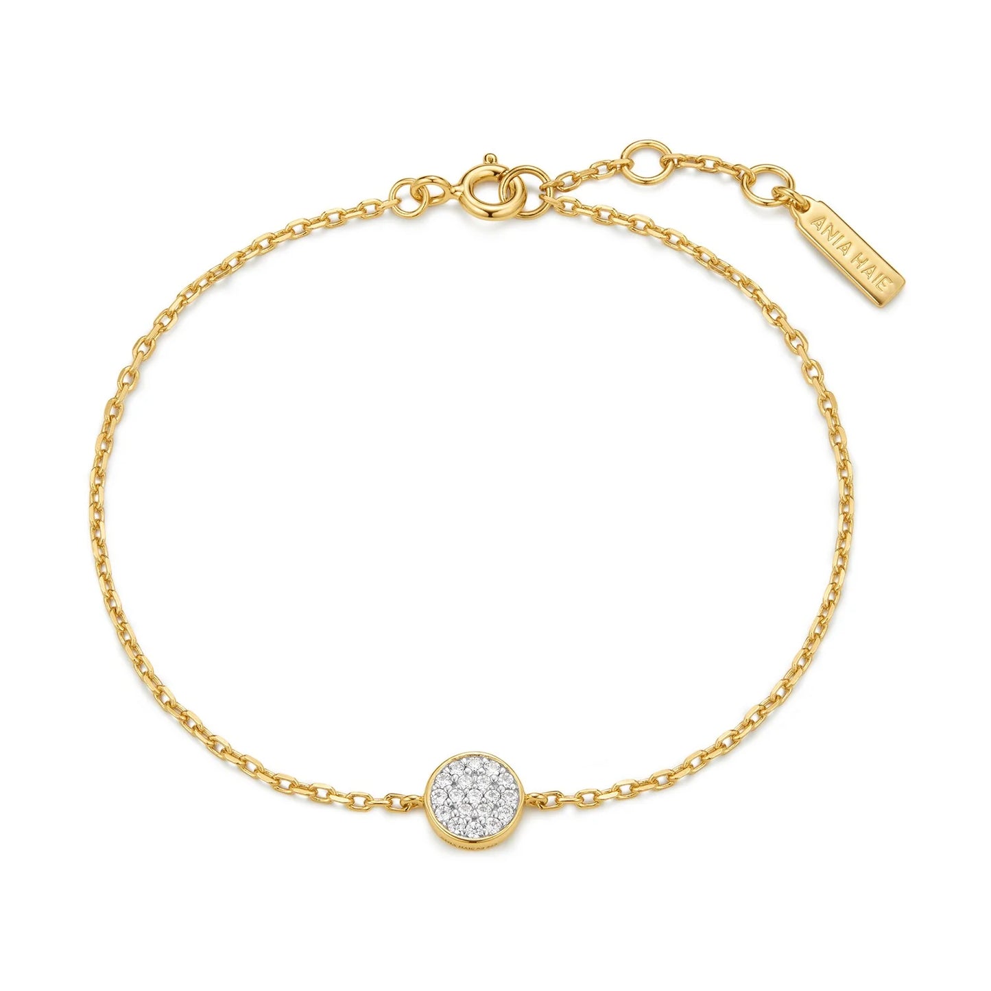 Ania Haie Yellow Gold Plate CZ Pavé Disc Bracelet