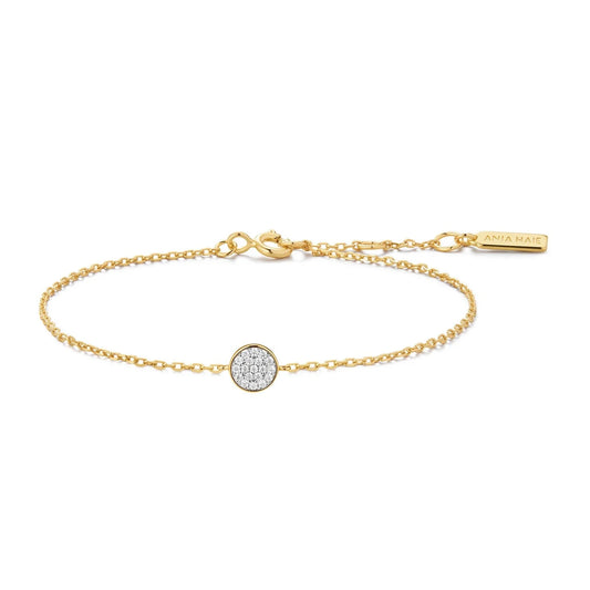 Ania Haie Yellow Gold Plate CZ Pavé Disc Bracelet