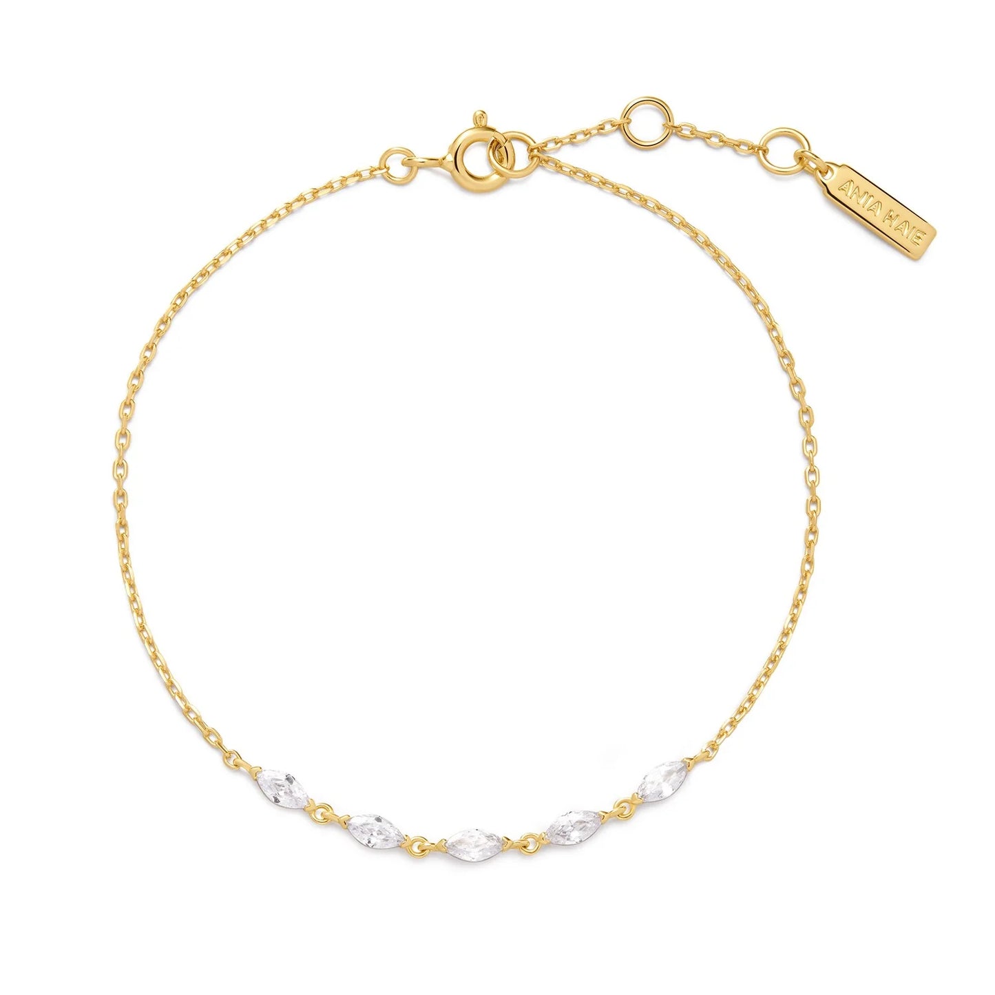 Ania Haie Yellow Gold Plate CZ Quintet Marquise Bracelet