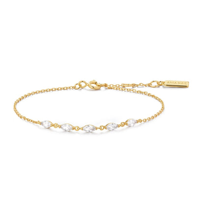 Ania Haie Yellow Gold Plate CZ Quintet Marquise Bracelet