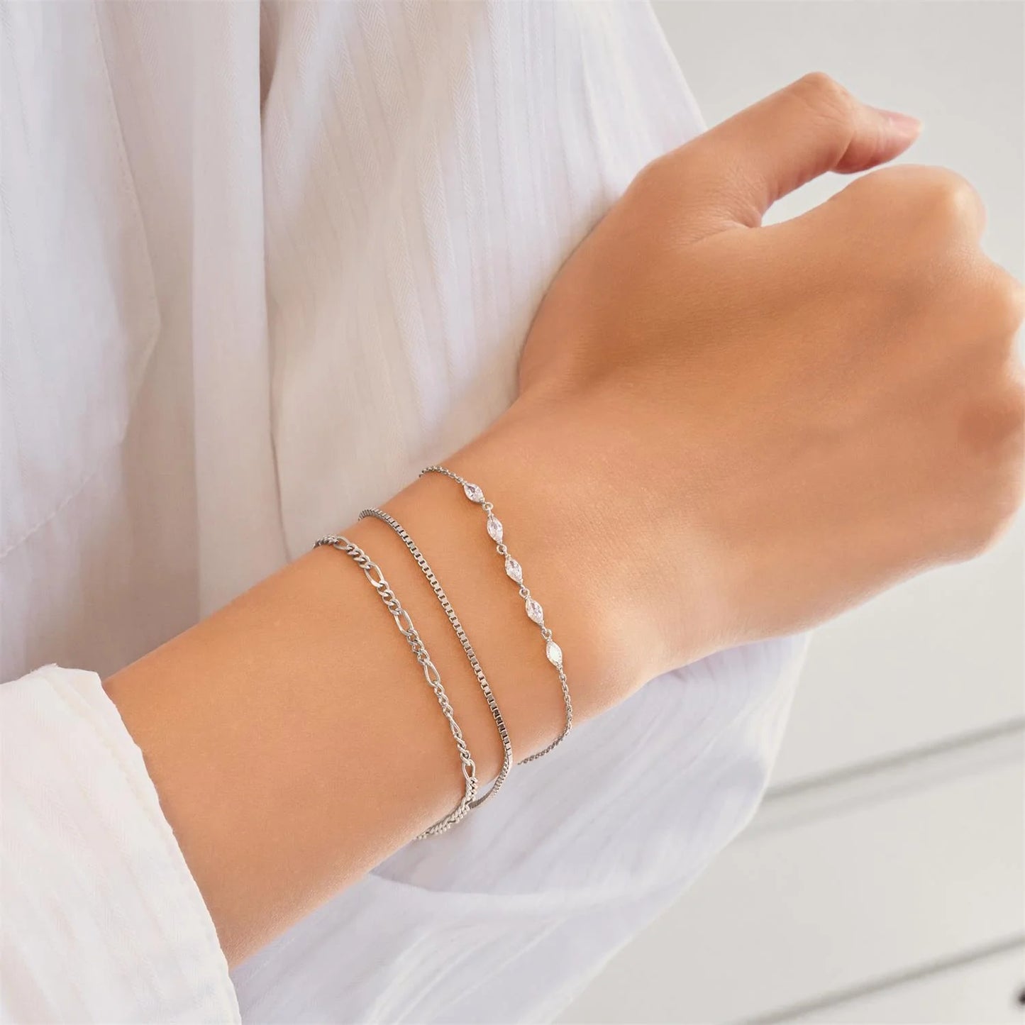 Ania Haie Sterling Silver CZ Quintet Marquise Bracelet