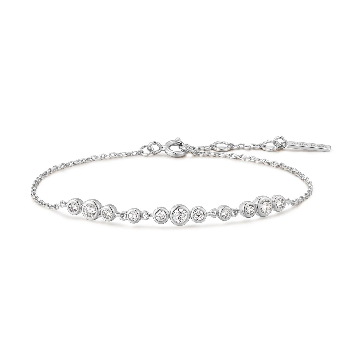 Ania Haie Rhodium Plate Silver CZ Bezel Set Trios Bracelet