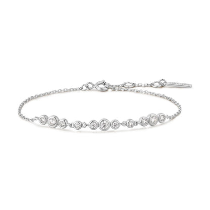Ania Haie Rhodium Plate Silver CZ Bezel Set Trios Bracelet