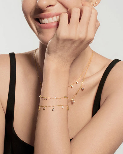 Ania Haie Yellow Gold Plate CZ Bezel Set Droplet Station Bracelet