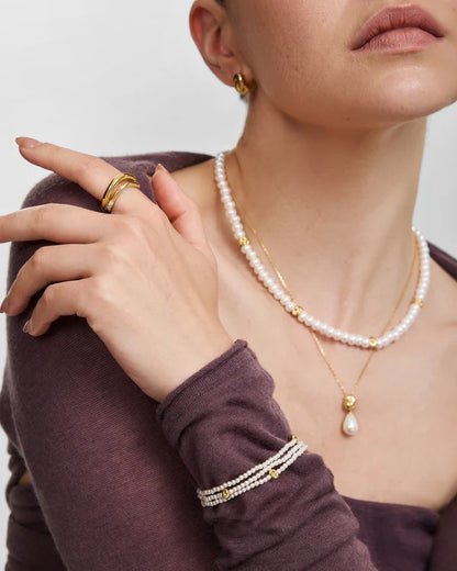 Ania Haie Gold Plate Glass Pearl & Twist Beaded Bracelet