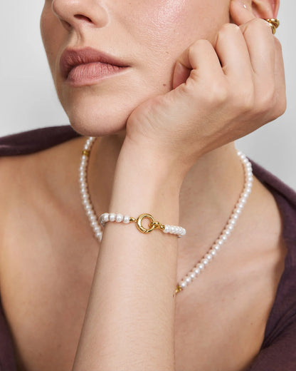 Ania Haie Gold Plate Elegant Shell Pearl Bracelet