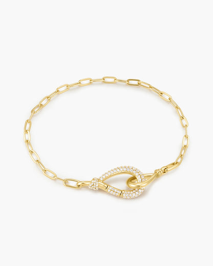 Ania Haie Yellow Gold Plate Pavé CZ Interlocked & Polished Knot Bracelet