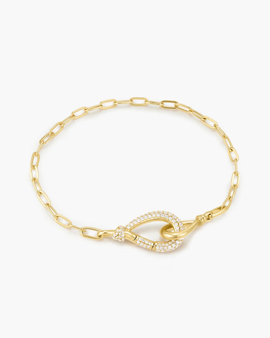 Ania Haie Yellow Gold Plate Pavé CZ Interlocked & Polished Knot Bracelet