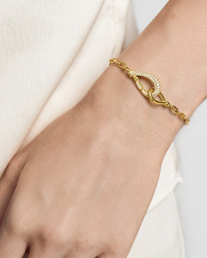 Ania Haie Yellow Gold Plate Pavé CZ Interlocked & Polished Knot Bracelet
