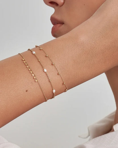 Ania Haie Gold Plated Alternating Pearl & Bead Station Bracelet