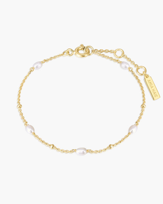 Ania Haie Gold Plated Alternating Pearl & Bead Station Bracelet