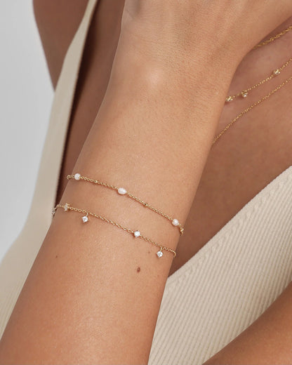 Ania Haie Gold Plated Alternating Pearl & Bead Station Bracelet