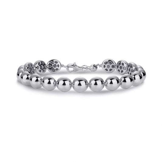 Sterling Silver Polished Beaded Bracelet