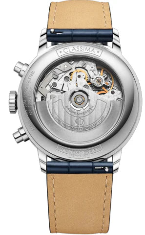Baume & Mercier 42mm Auto Classima Chrono Date Blue Leather Watch