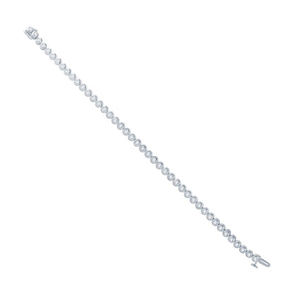 9ct White Gold Rub Over Diamond Line Bracelet,0.50ct