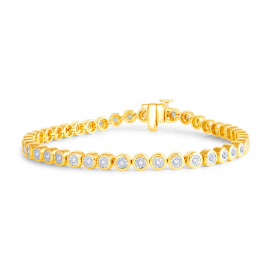 9ct Yellow Gold 0.50ct Diamond Rub over Bracelet