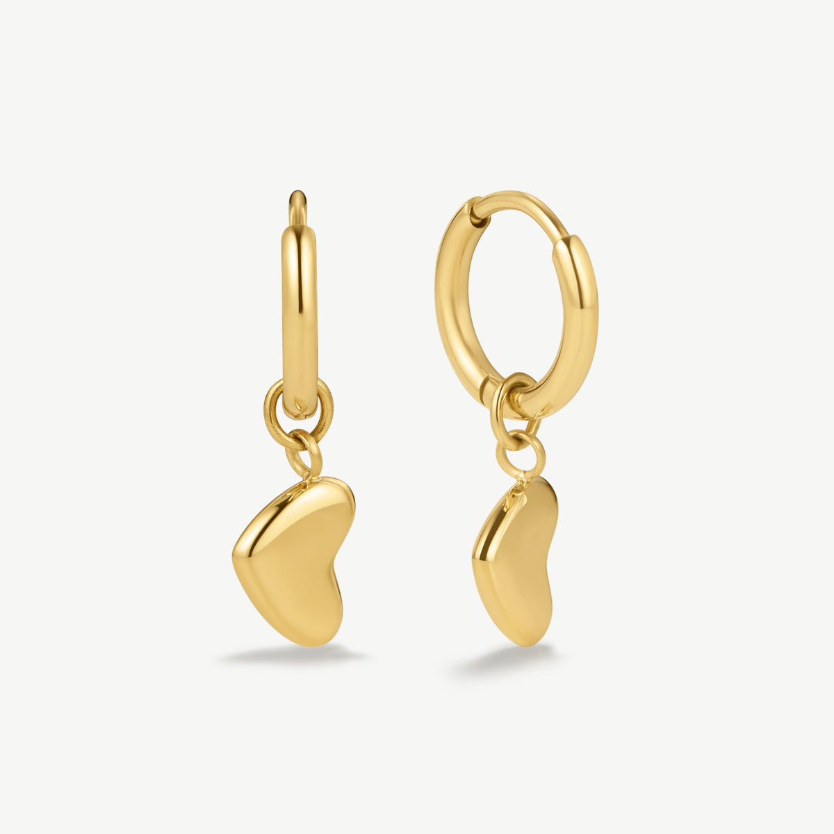 D.LOUISE Yellow Gold Plate Bubble Heart Huggie Hoop Drop Earrings