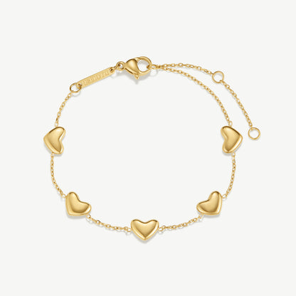 D.LOUISE Yellow Gold Plate Bubble Heart Multi Bracelet