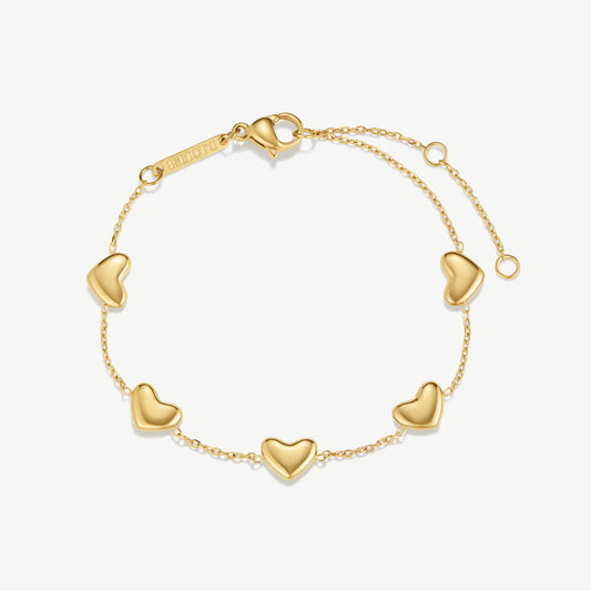 D.LOUISE Yellow Gold Plate Bubble Heart Multi Bracelet