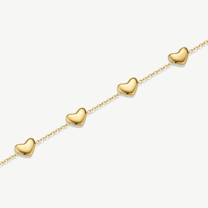 D.LOUISE Yellow Gold Plate Bubble Heart Multi Bracelet