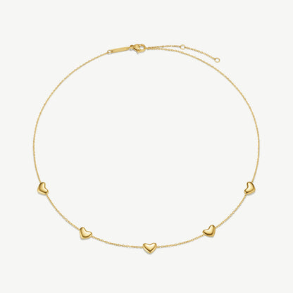 D.LOUISE Yellow Gold Plate Bubble Heart Multi Necklace