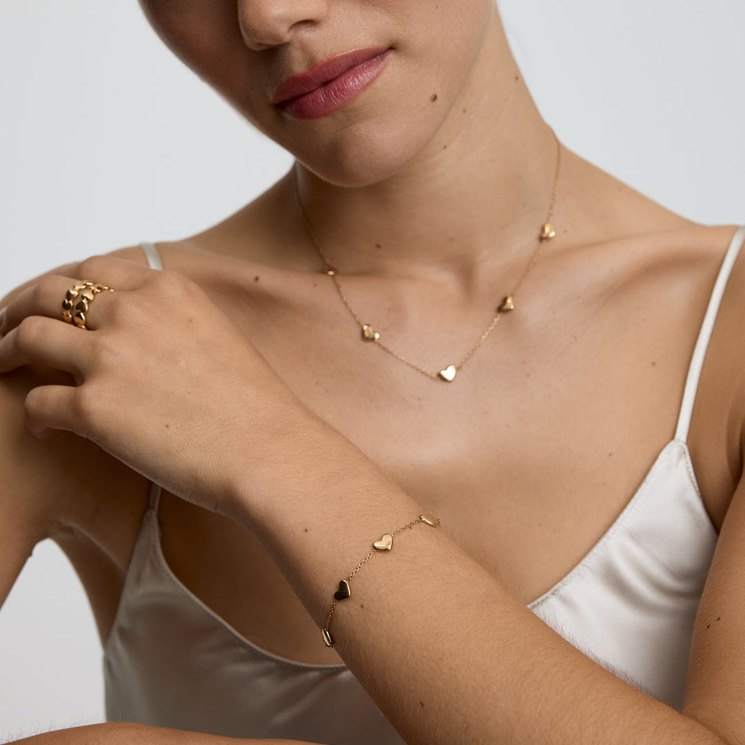 D.LOUISE Yellow Gold Plate Bubble Heart Multi Bracelet