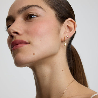 D.LOUISE Yellow Gold Plate Bubble Heart Huggie Hoop Drop Earrings