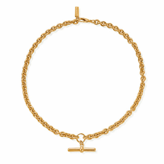 ChloBo Yellow Gold Plated T-Bar Anchor Chain Necklace