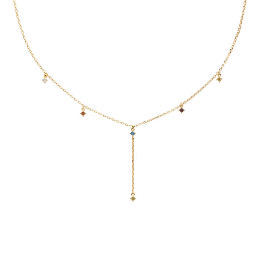 PDPAOLA Yellow Gold CZ Lariat Necklace