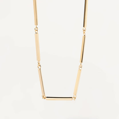 PDPAOLA Yellow Gold Bar Chain Necklace