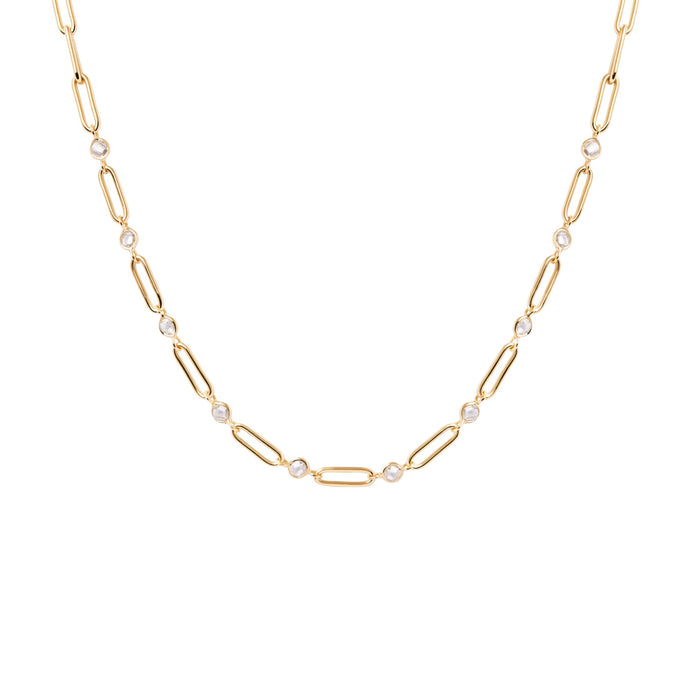 PDPAOLA Yellow Gold Miami Chain CZ Necklace
